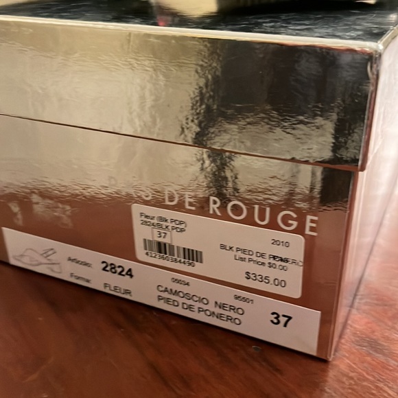 NWB Pas De Rouge Women's Fleur 2824 In Black Suede/Embossed Leather Size 37 - Picture 5 of 12